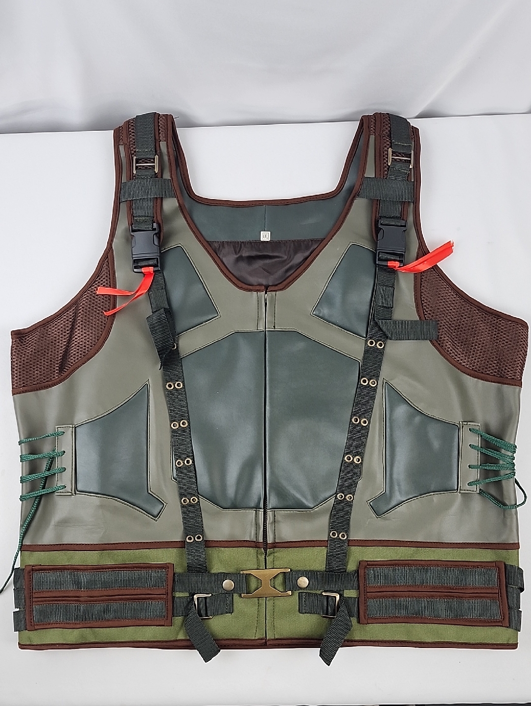 The Dark Knight Rises Tom Hardy Military Green Leather Bane Cosplay Vest 4xl